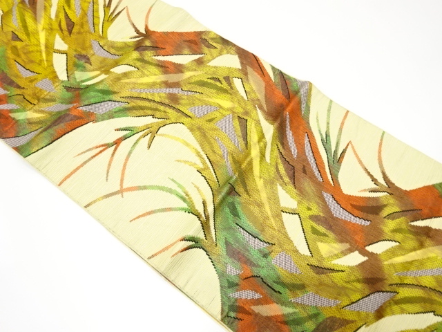 本場筑前博多　草葉模様織り出し名古屋帯